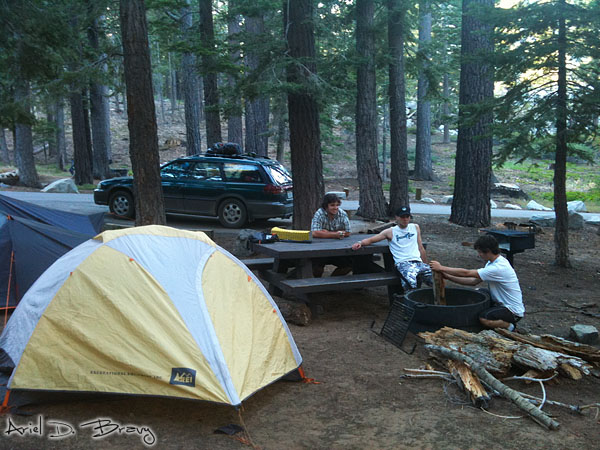 Getting the fire prepared at camp in Lake Tahoe Getting the fire prepared at camp in Lake Tahoe